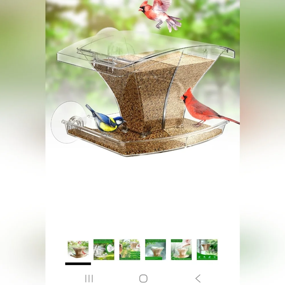 Window Bird Feeder for Outside with Waterproof Seed Storage – Strong Clear